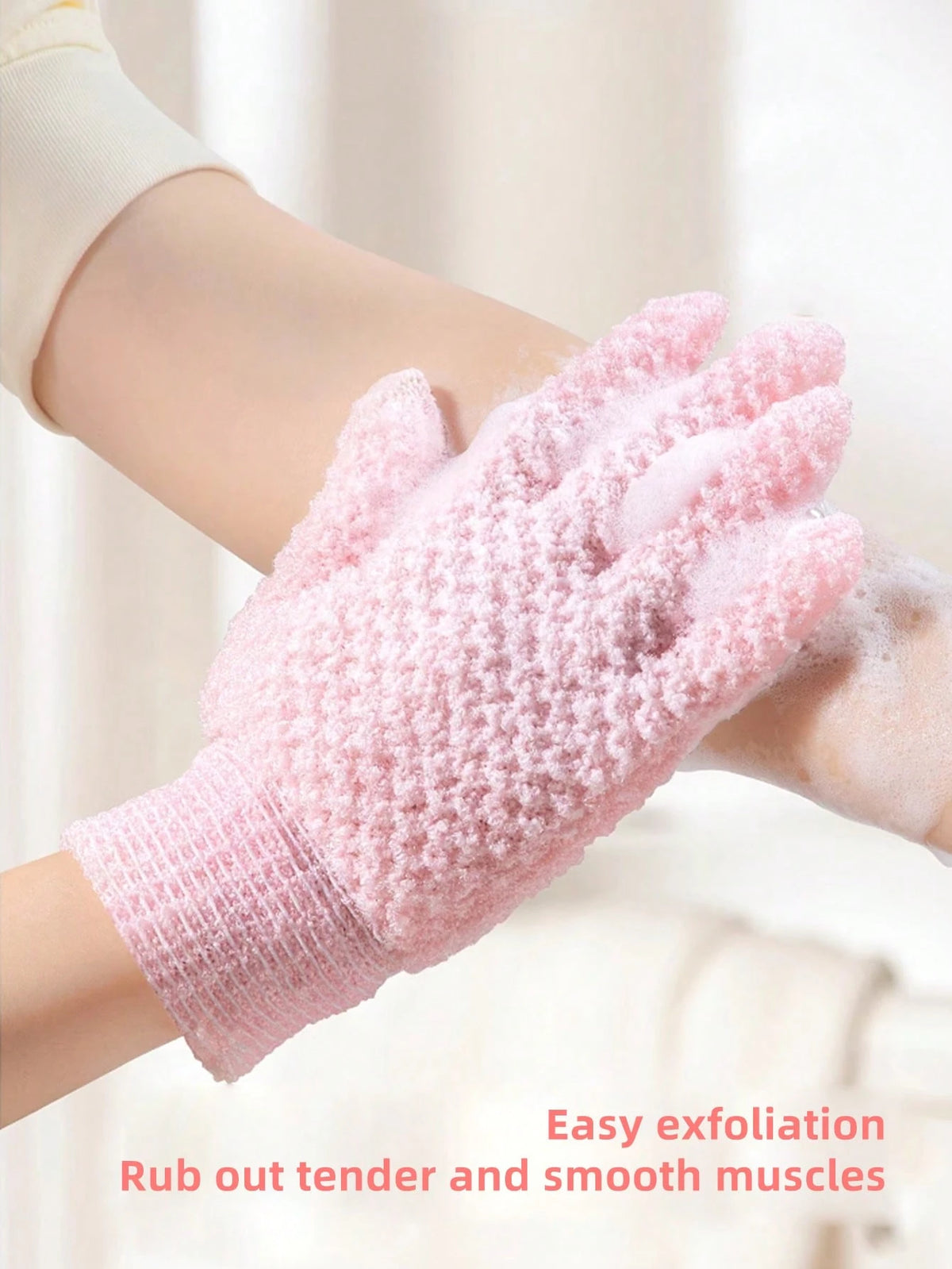 SHEIN 1pcs Exfoliating Bath Glove Pink