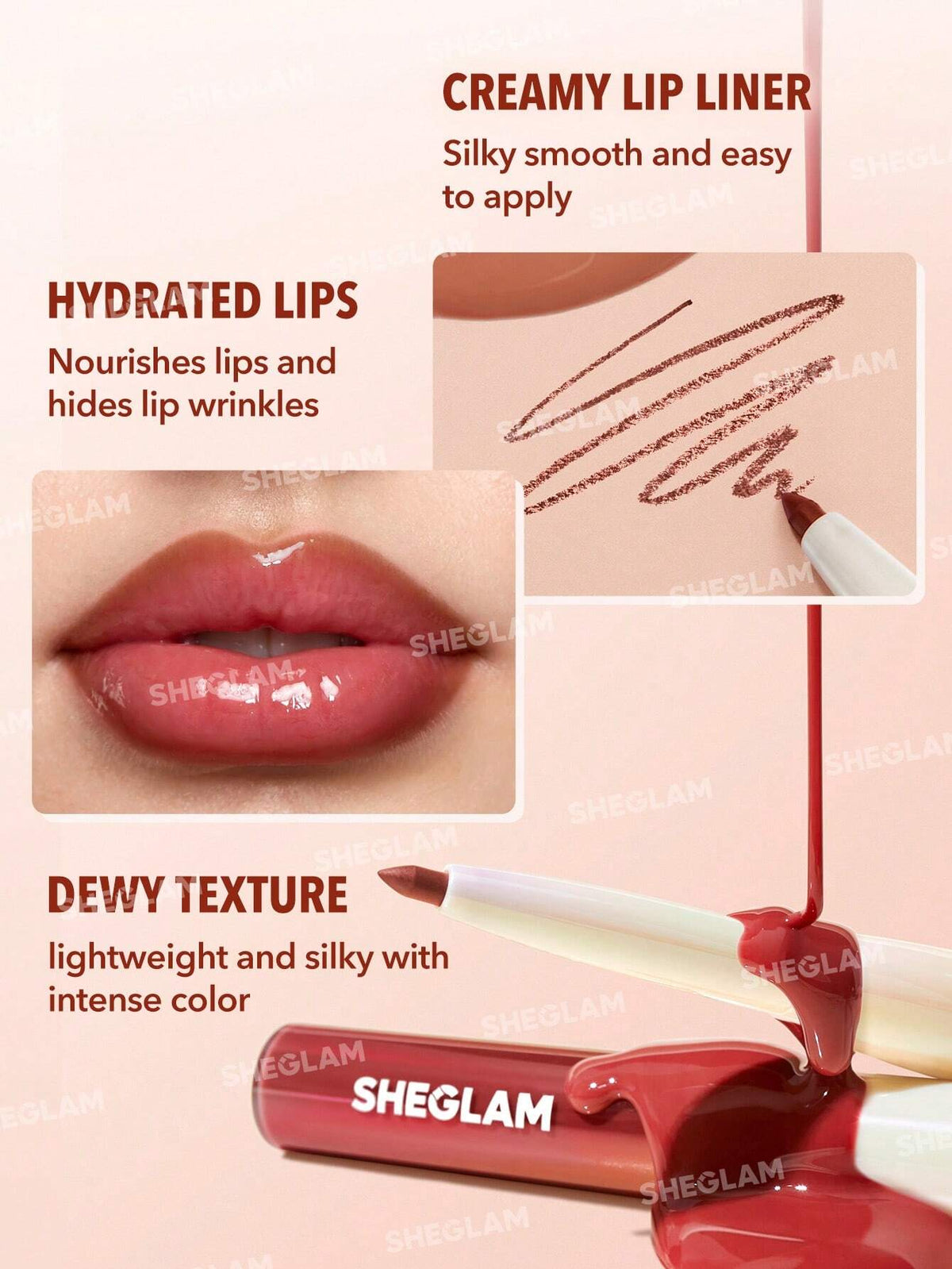 SHEGLAM Lip Rules Liner & Gloss Pen-Play Fair 2-In-1