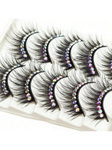 SHEIN 5 Pairs Black Long And Dense False Eyelashes With Diamond