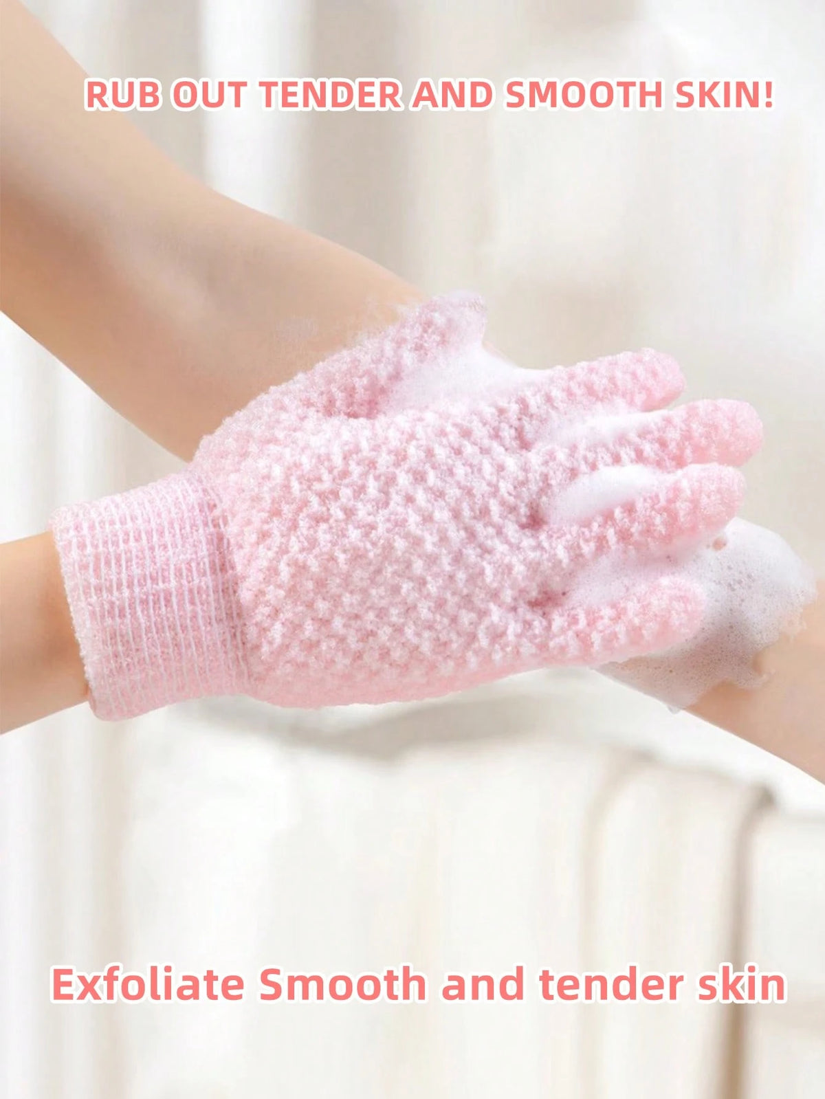SHEIN 1pcs Exfoliating Bath Glove Pink
