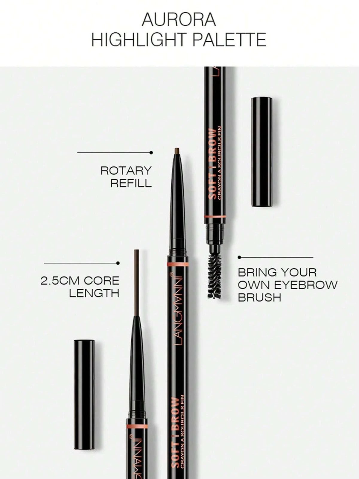 SHEIN1.5MM Ultra-fine Wild Eyebrow Pencil, Smudge Proof For Brow Makeup