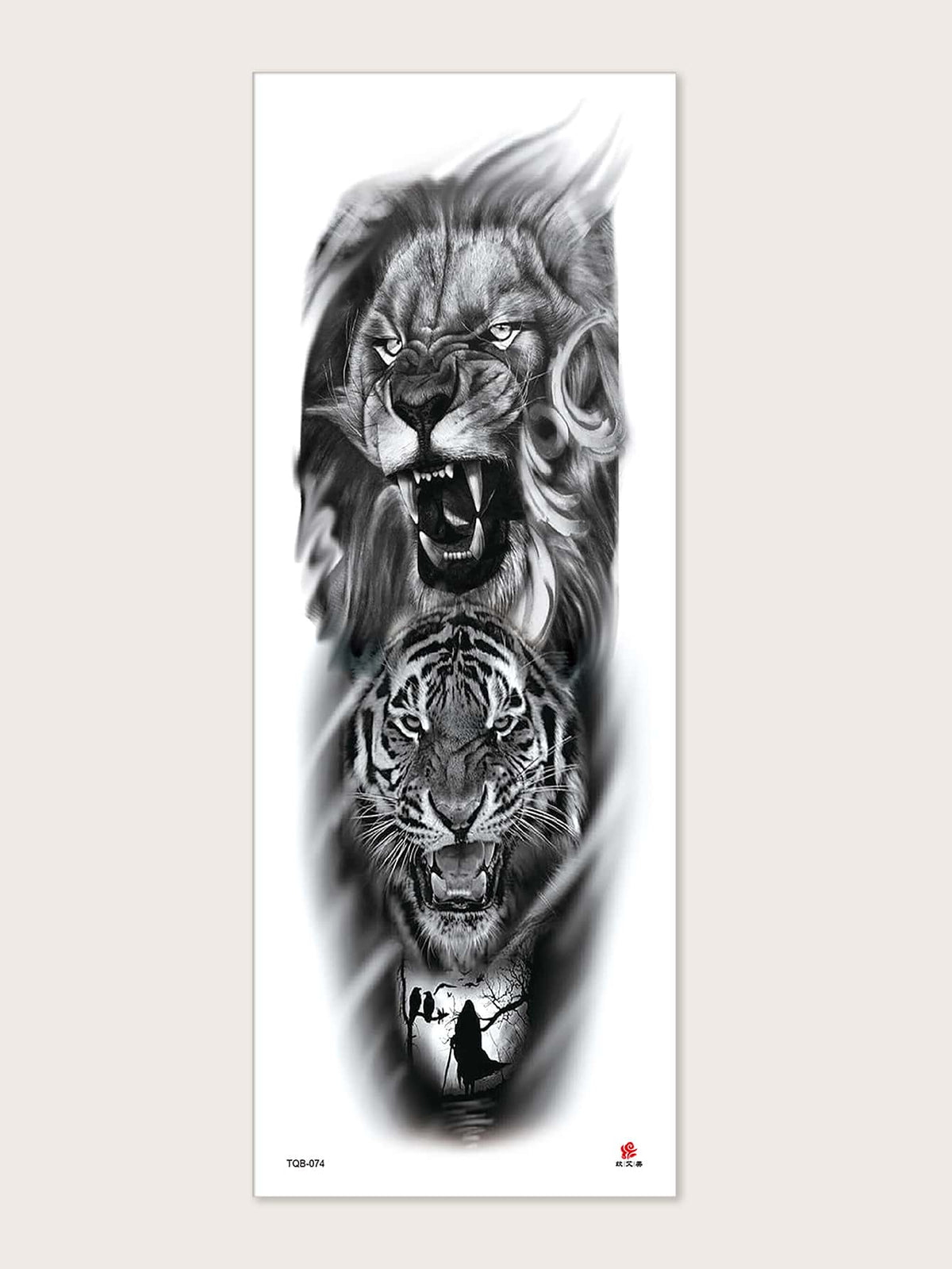 SHEIN Tattoo Sticker 1 Piece Large Half Sleeve Tiger & Chest Print Disposable Tattoo