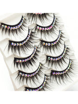 SHEIN 5 Pairs Black Long And Dense False Eyelashes With Diamond