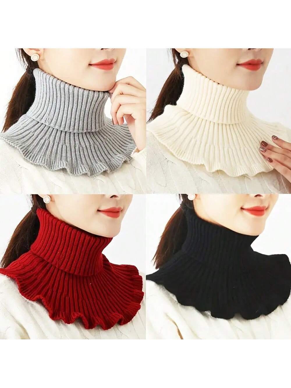 shein1pc/Lot Women's High Neck Detachable Collar Soft Knitted Warm Neck Wrap For Autumn, Winter, Daily Wear Accessories Women