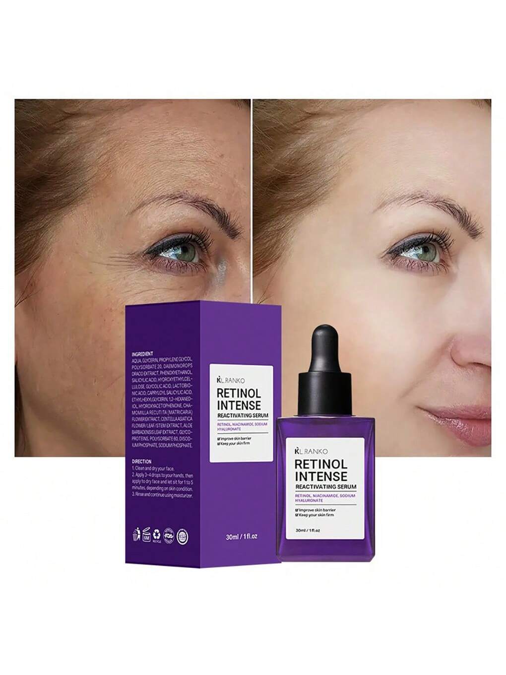 SHEIN Retinol Facial Serum With Niacinamide & Sodium Hyaluronic For Face