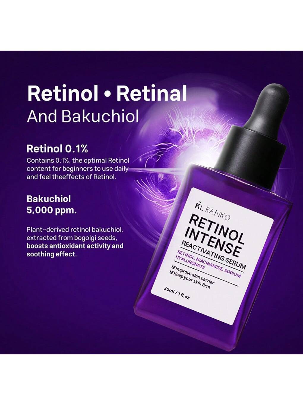 SHEIN Retinol Facial Serum With Niacinamide & Sodium Hyaluronic For Face