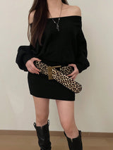 SHEIN Vintage Leopard Pattern PU Leather Wide Waist Belt