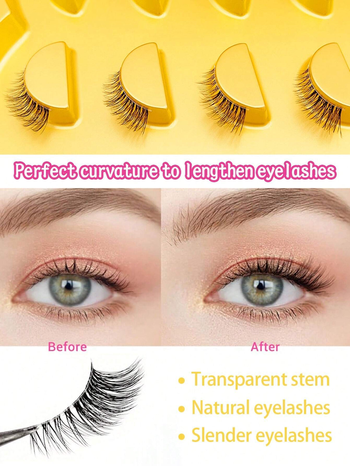 SHEIN 5 Pairs Of Natural Half Eye False Eyelashes