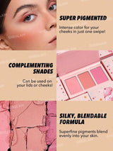 SHEGLAM Sweet Cheeks Blush Trio-Enamored 3-Clolor Powder Blush Palette Long Lasting High Pigment Pore-Less Matte Cheeks