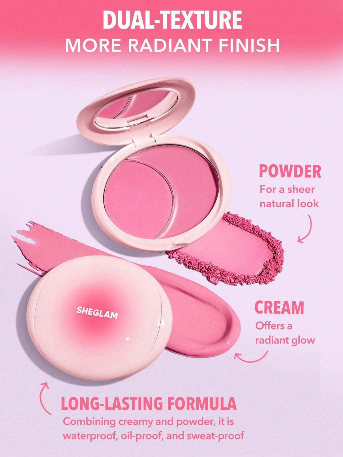 SHEGLAM Cheek 2 Cheek Blush Duo-Cherry Sorbet 5 Shades Cream