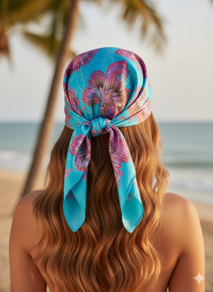 SHEIN Allover Butterfly Print Satin Bandana & Hair Scarf