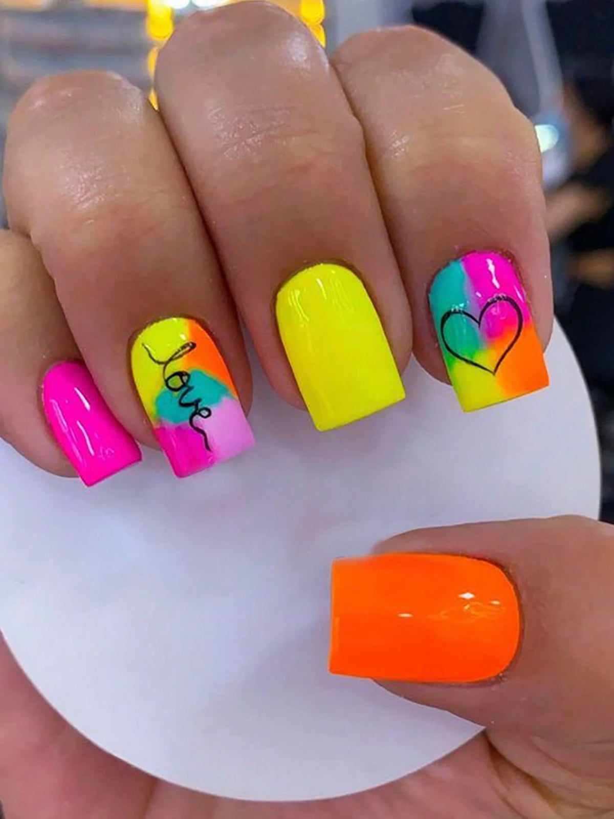 SHEIN Short Square Nails, Romantic