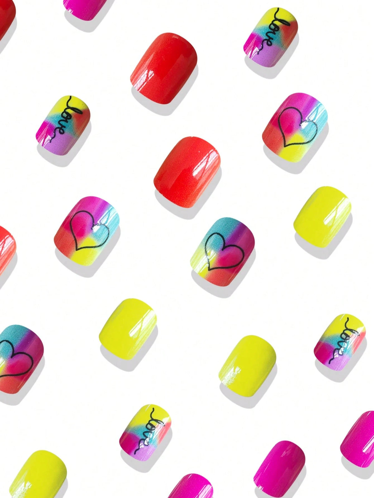 SHEIN Short Square Nails, Romantic