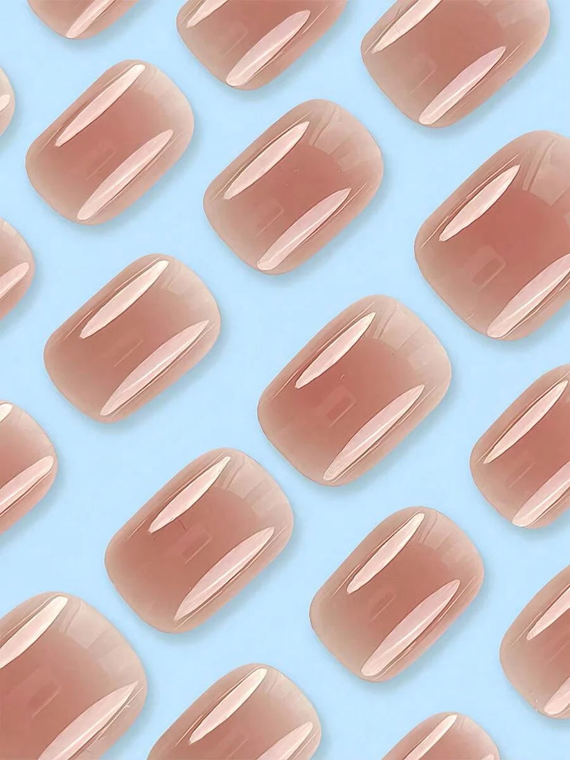 SHEIN 24pcs Reusable Square Medium Nude Pink Jelly Gel Nail Tips