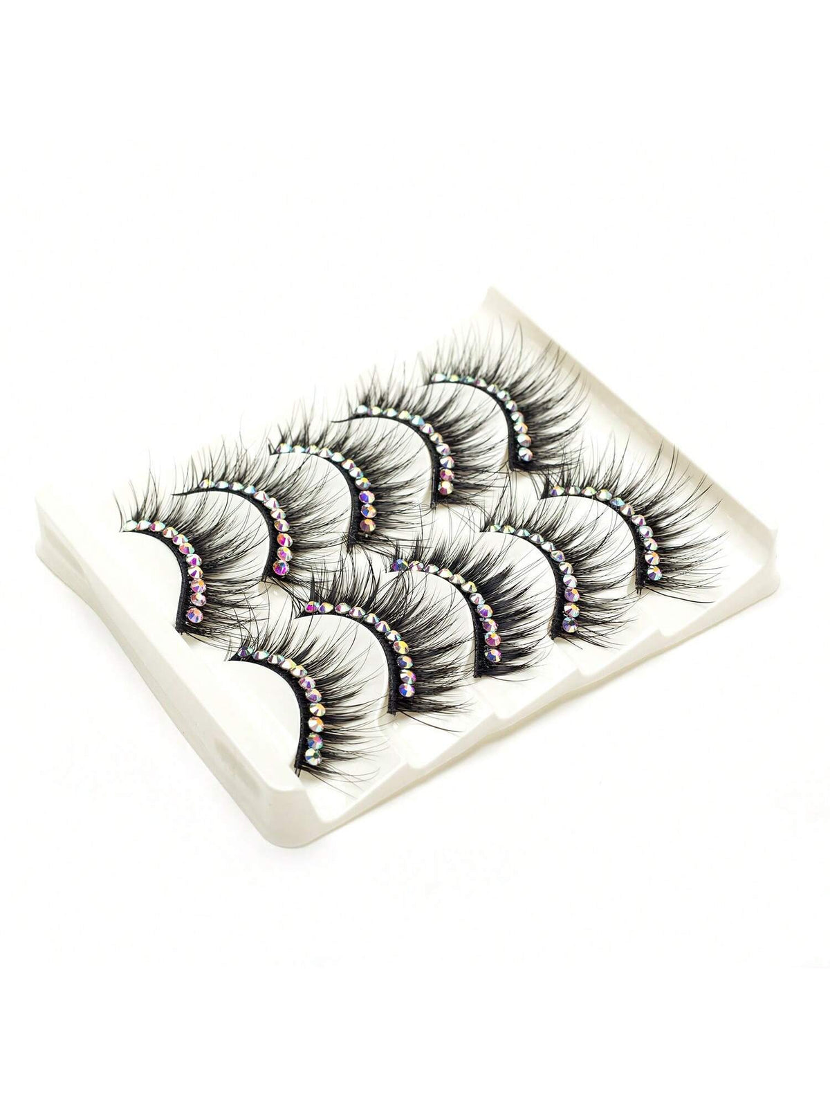 SHEIN 5 Pairs Black Long And Dense False Eyelashes With Diamond
