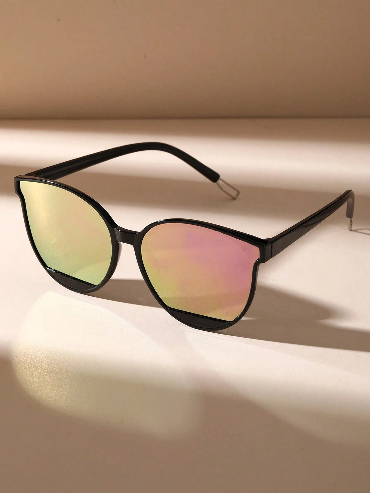SHEIN Plastic Geometric Full Frame Decoration Mirrored Reflective Women Fashion Glasses