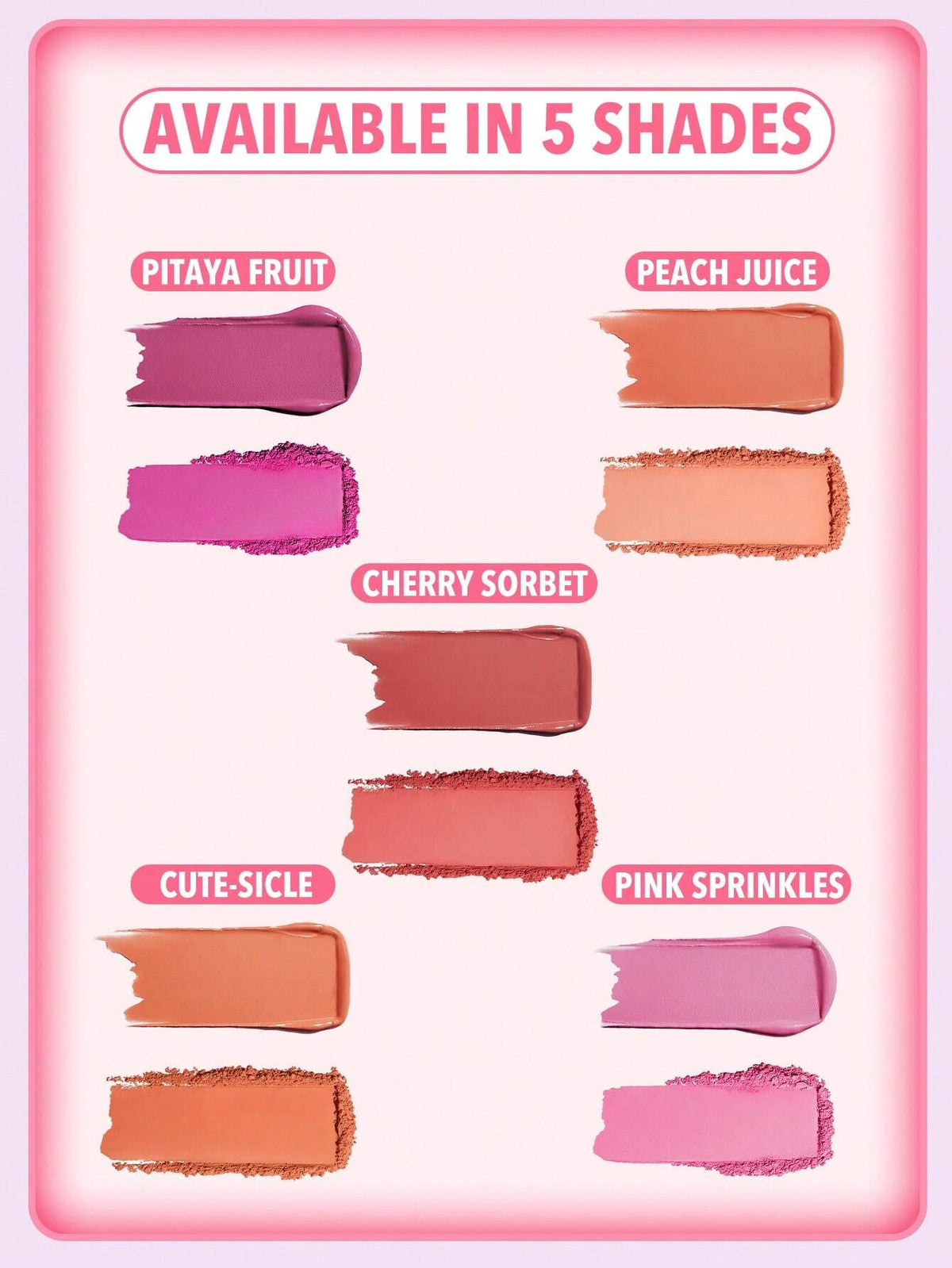 SHEGLAM Cheek 2 Cheek Blush Duo-Cherry Sorbet 5 Shades Cream