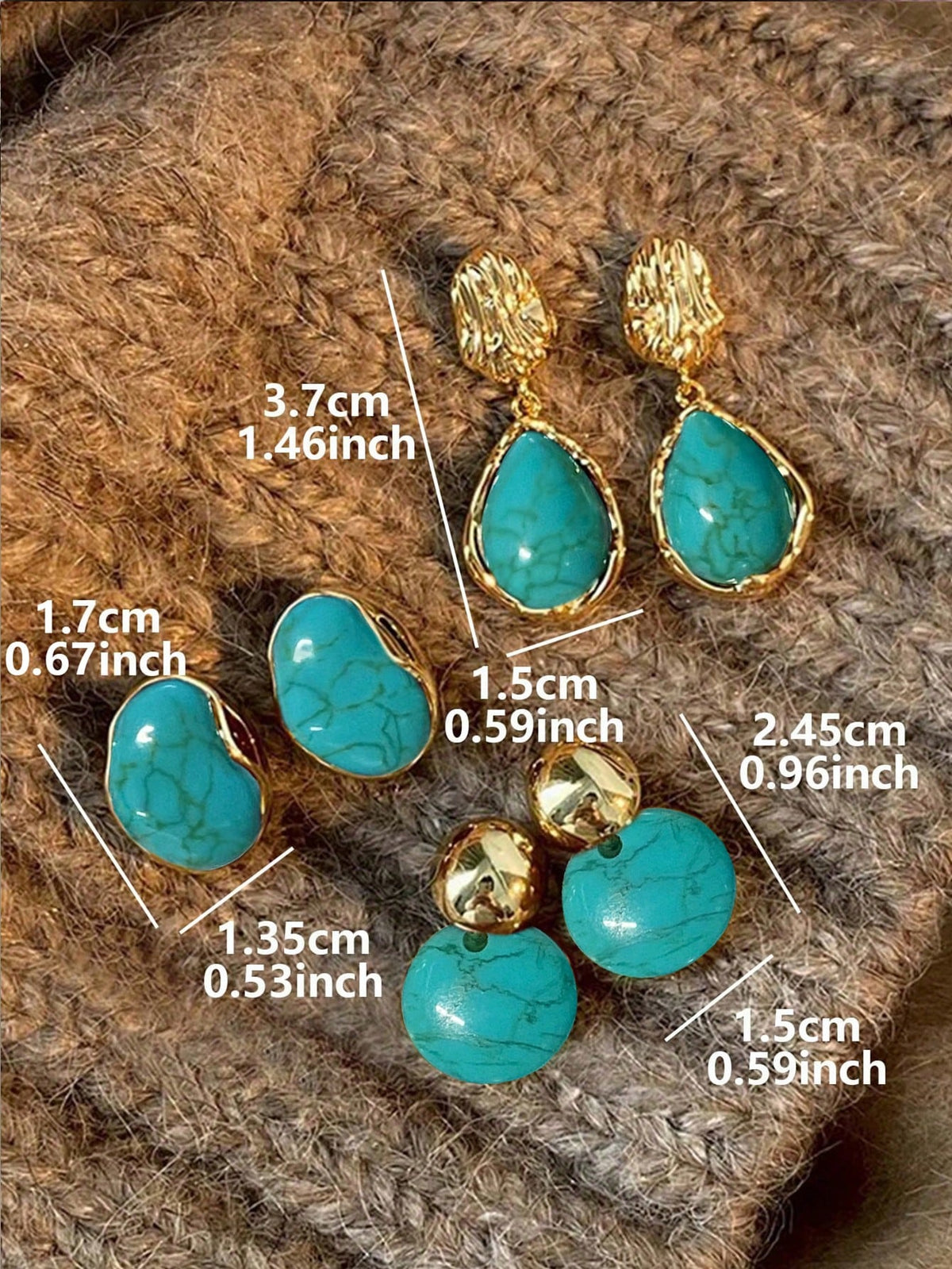 SHEIN 3 Pairs Vintage Elegant Gentle Faux Earrings Set