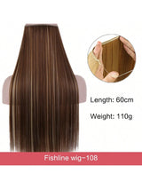 SHEIN 24Inch Long Invisible Fish Line Hair Extensions Hair Mixed Color Y108