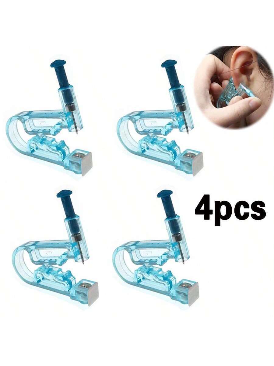 SHEIN 4pcs Disposable Ear Piercing Gun With Built-In Ear Studs-Safety Ear Piercing Kit