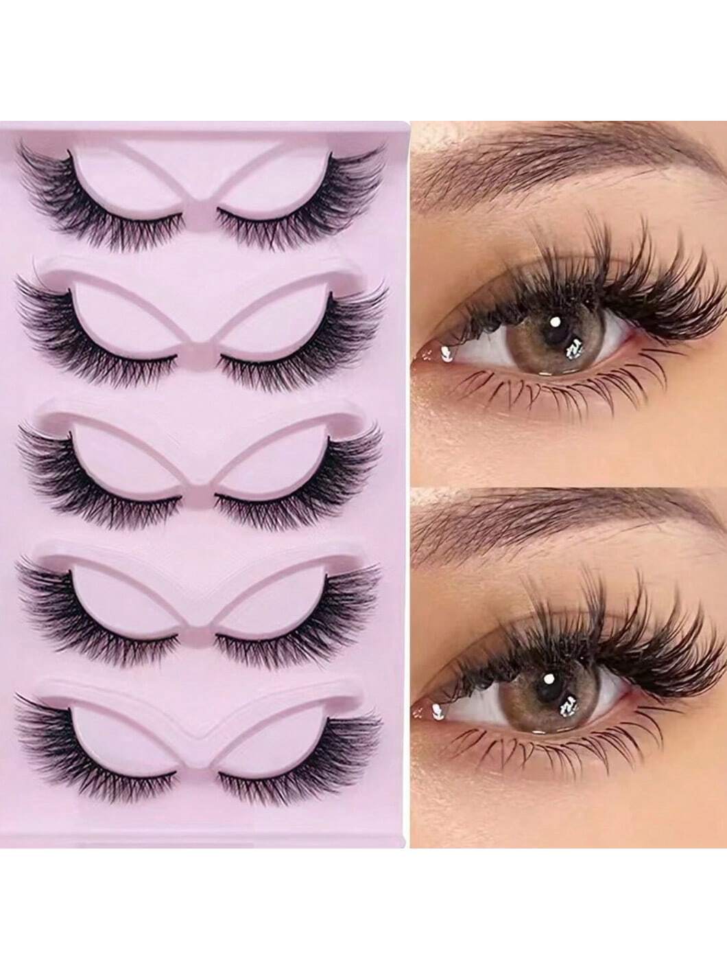 SHEIN 5 Pairs Cat Eye Lashes Wispy Fake Lashes Fluffy Cat Eye