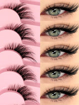 SHEIN Asiteo 7 Pairs Half-Strip False Eyelashes, Transparent Band With Cat Eye