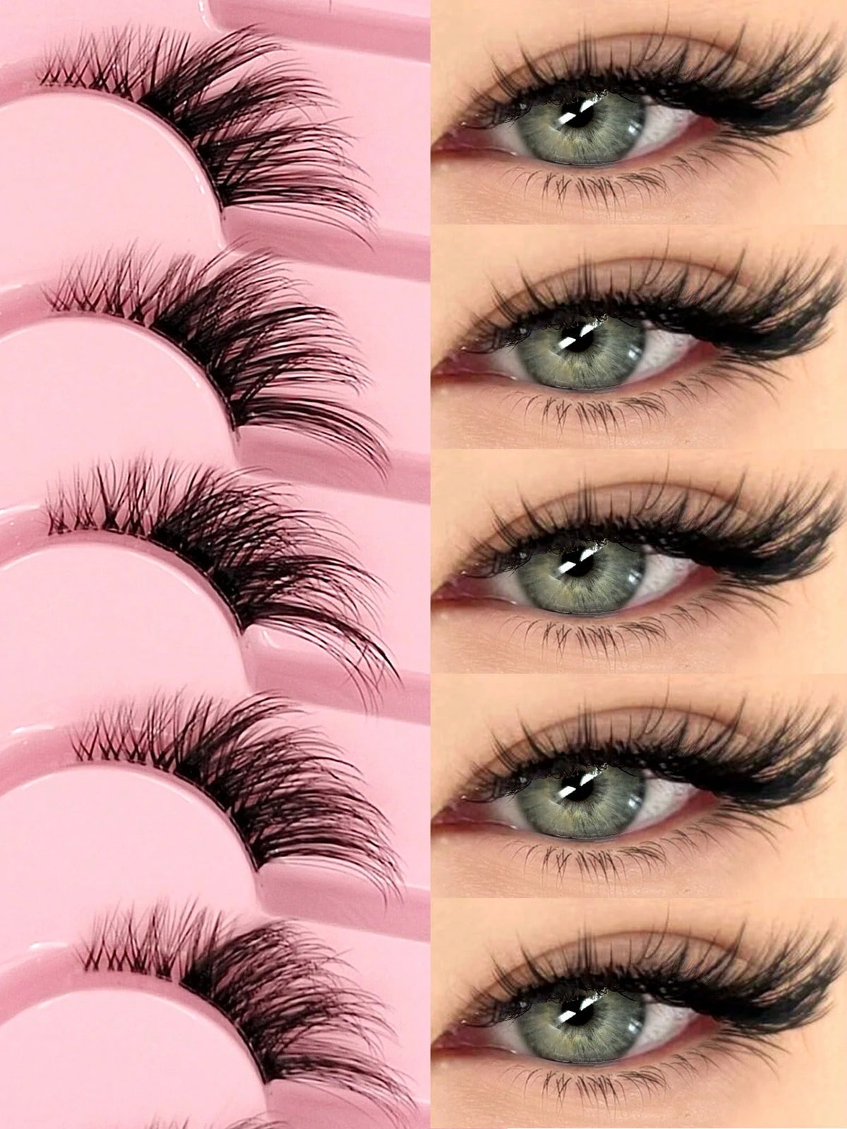 SHEIN Asiteo 7 Pairs Half-Strip False Eyelashes, Transparent Band With Cat Eye