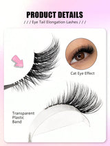 SHEIN Asiteo 7 Pairs Half-Strip False Eyelashes, Transparent Band With Cat Eye