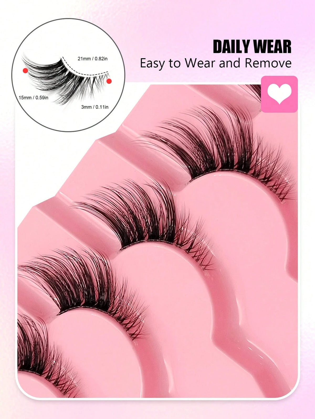 SHEIN Asiteo 7 Pairs Half-Strip False Eyelashes, Transparent Band With Cat Eye