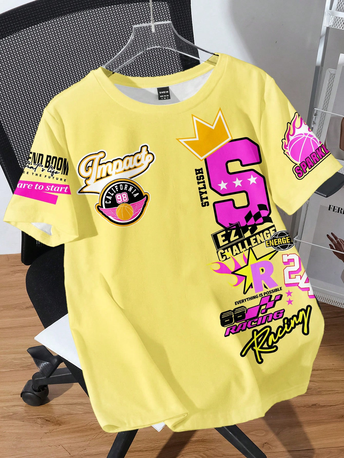 SHEIN Attitoon Casual Streetwear Style Letter Badge