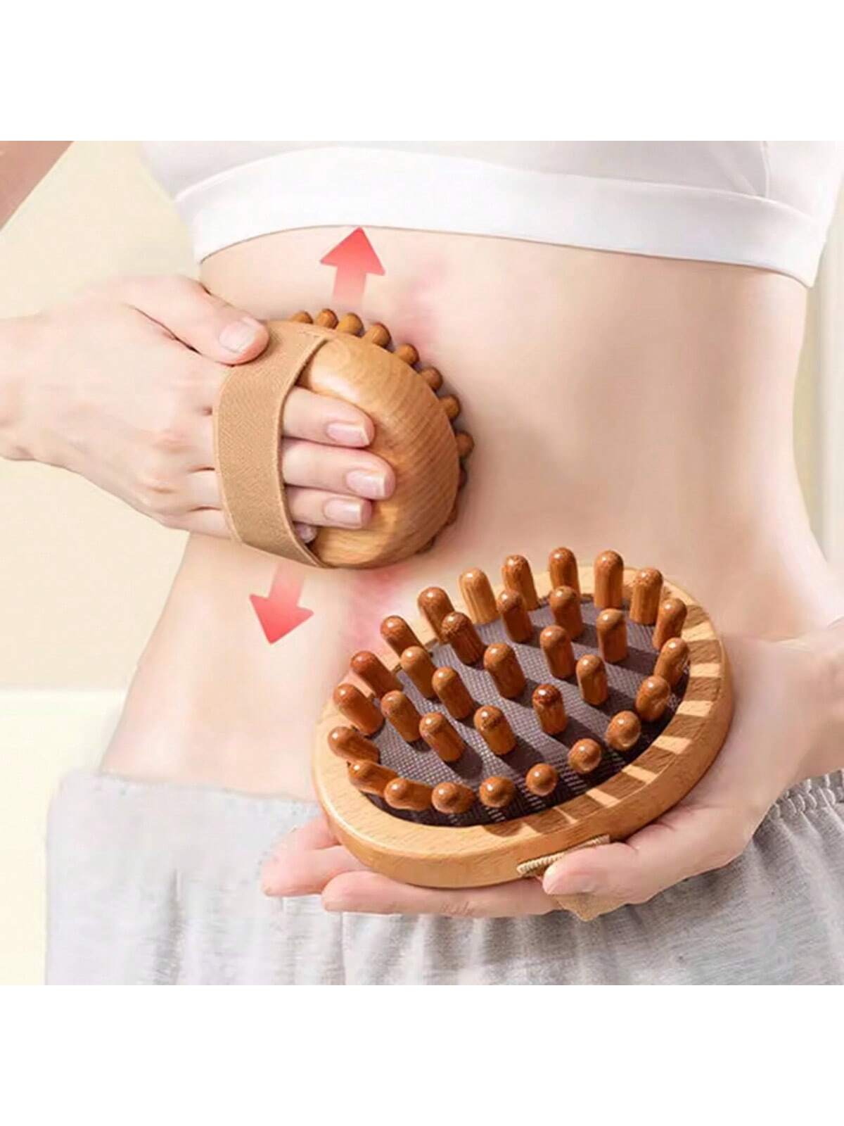 SHEIN Body Anti Cellulite Brush Soothing Wooden Essential Oil Spa Air Cushion Massage Hair