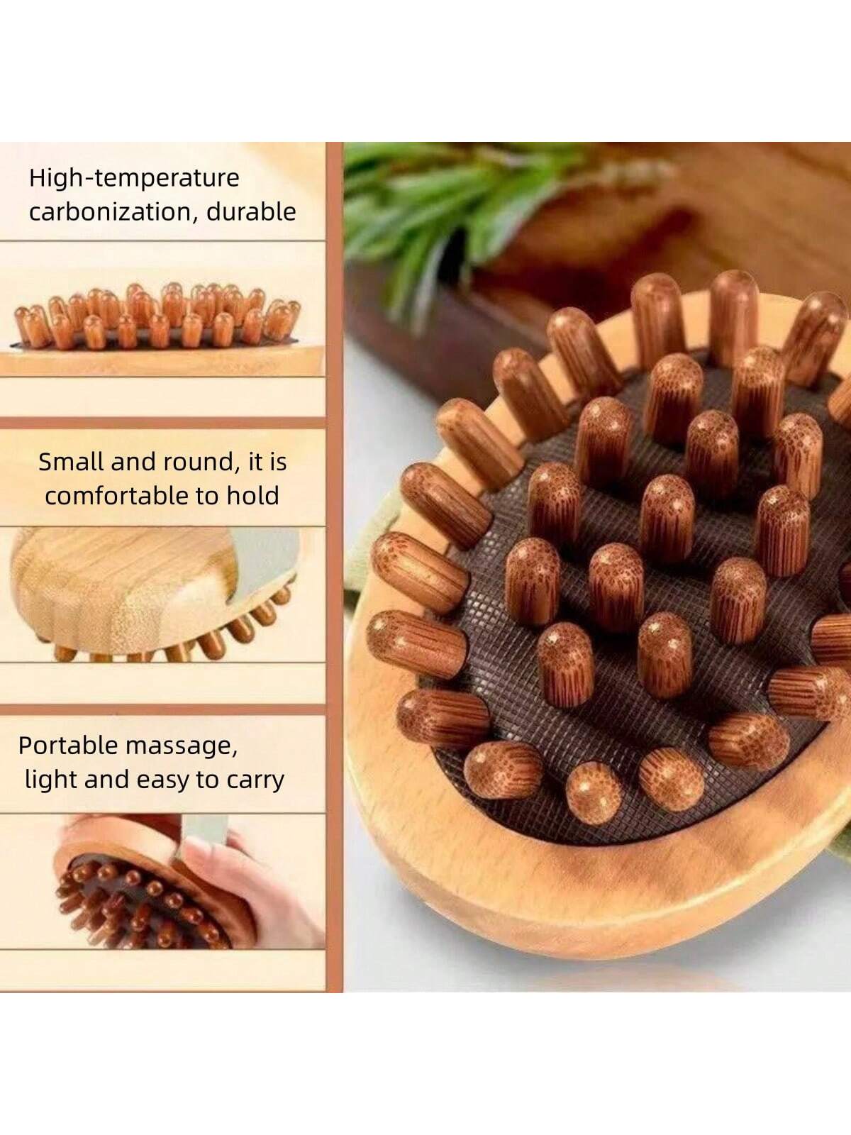 SHEIN Body Anti Cellulite Brush Soothing Wooden Essential Oil Spa Air Cushion Massage Hair