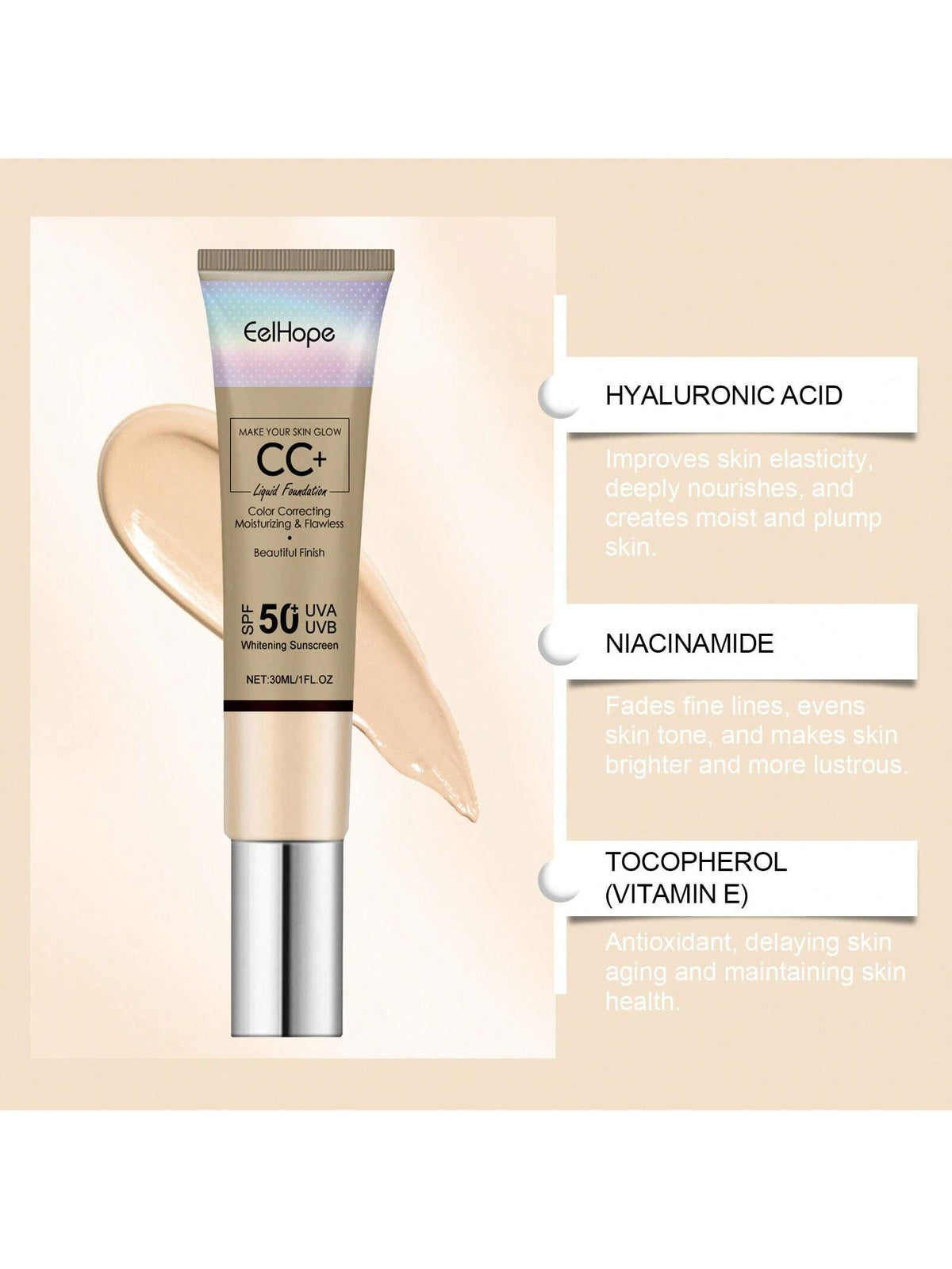 SHEIN CC Cream 30ml Natural Coverage Moisturizing