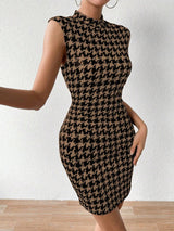 SHEIN Chiquease Women's Summer Sleeveless Bodycon Mock Neck Dress