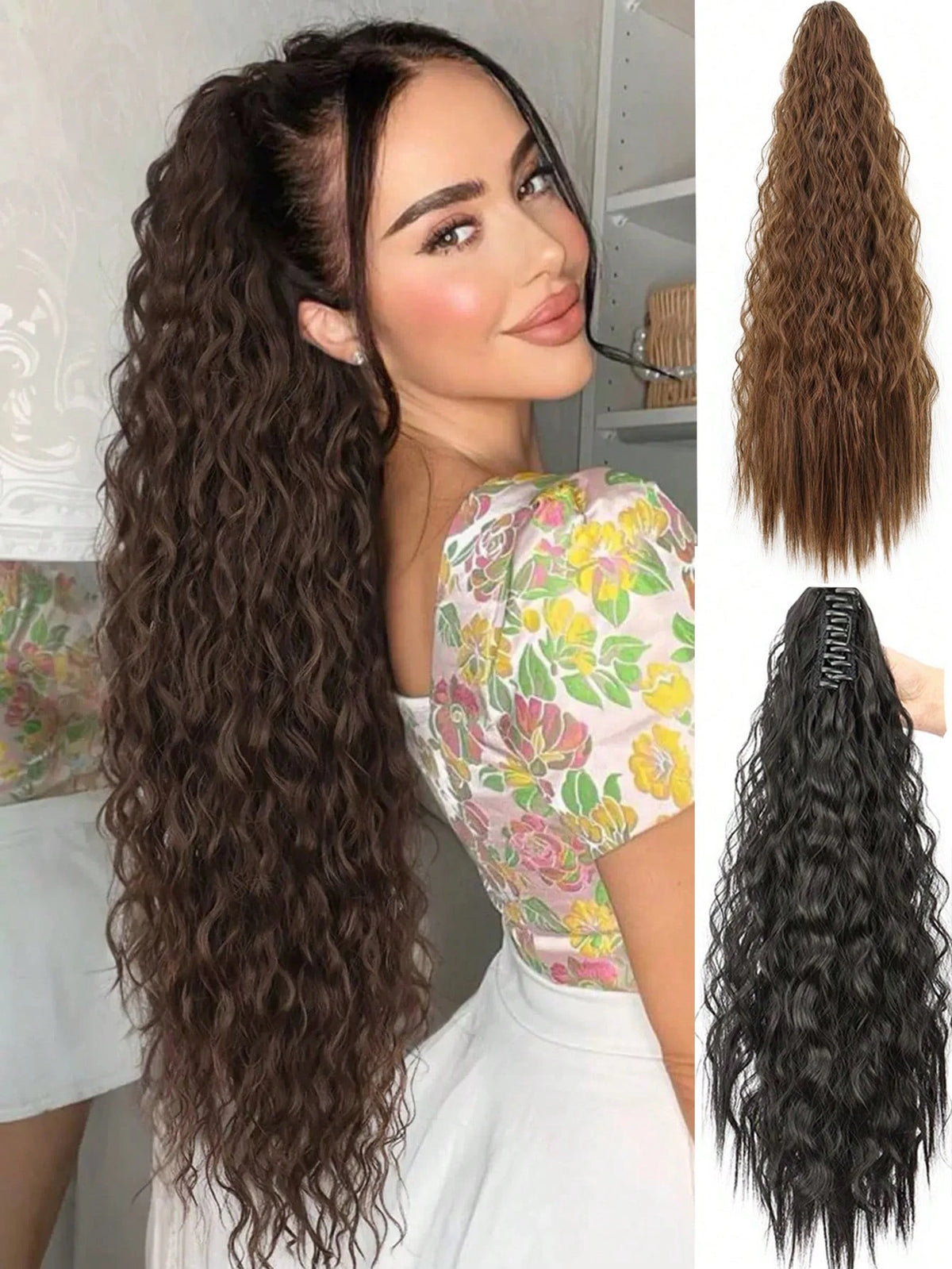 SHEIN Corn Curly Hair Extensions Brown and Black