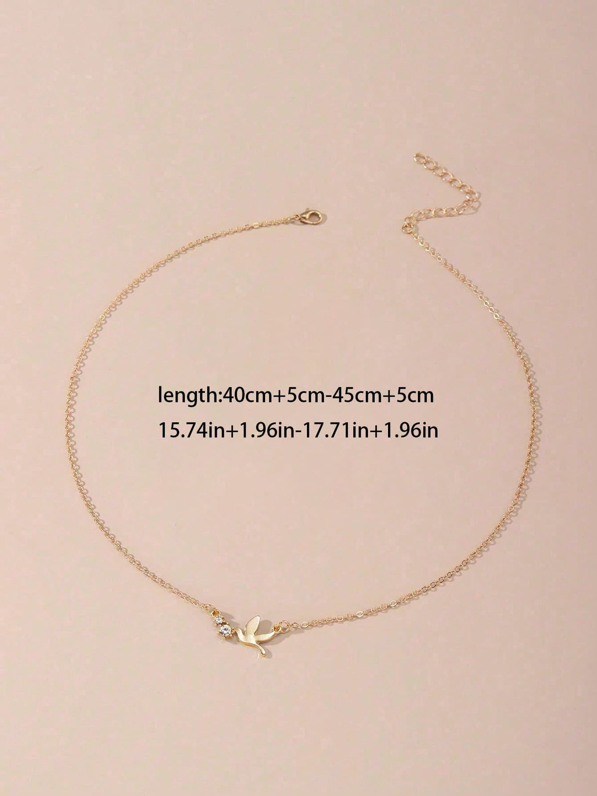 SHEIN Cubic Zirconia & Bird Charm Necklace