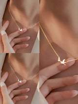 SHEIN Cubic Zirconia & Bird Charm Necklace