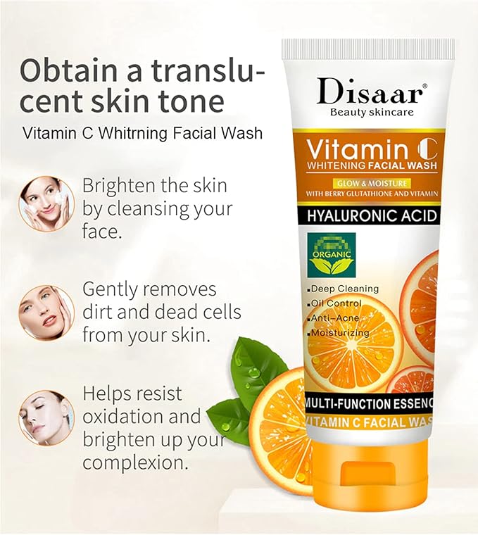 Disaar beauty skincare vitamin c facial wash foam hyaluronic acid