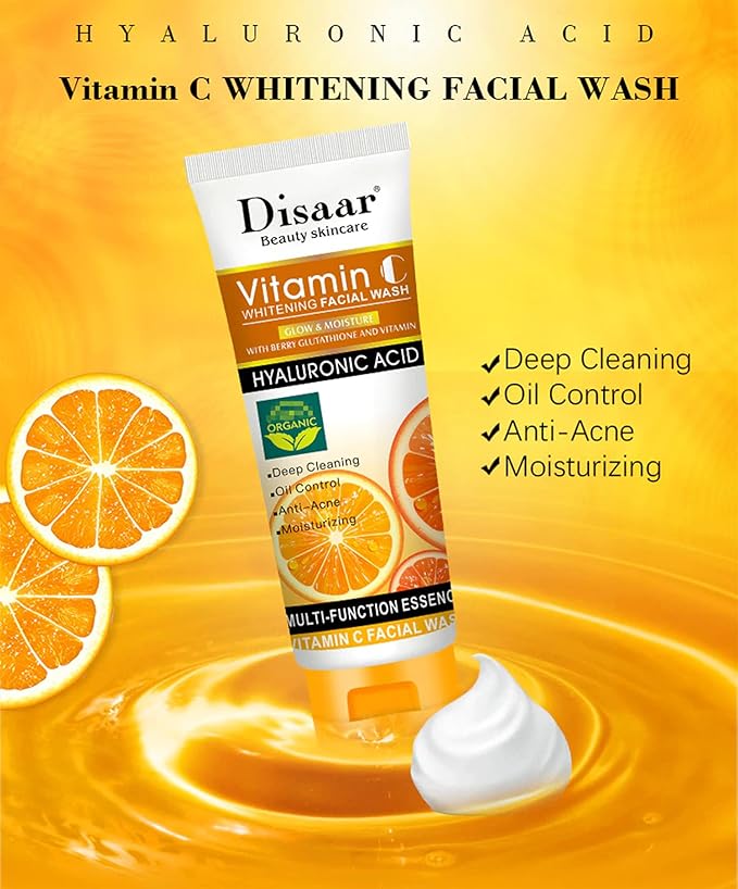 Disaar beauty skincare vitamin c facial wash foam hyaluronic acid