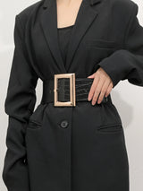 SHEIN Elegant Crocodile Embossed Rectangle Buckle Belt For Coats And Dresses Halloween