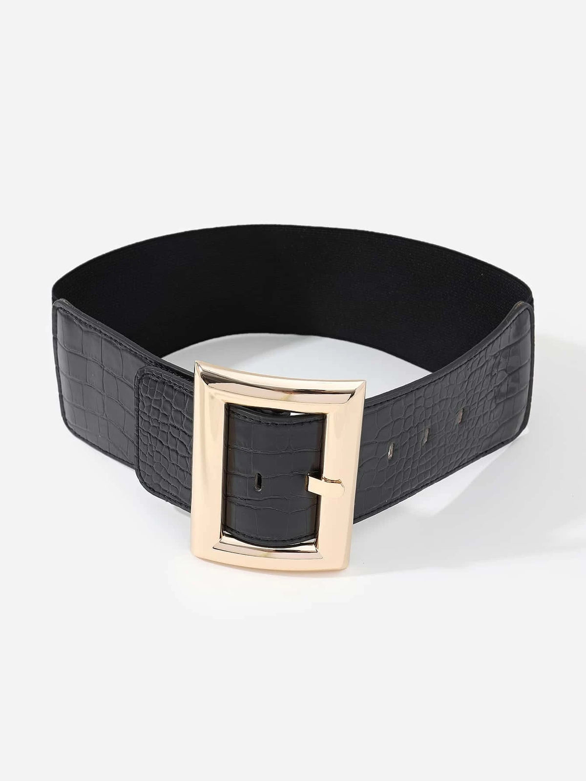 SHEIN Elegant Crocodile Embossed Rectangle Buckle Belt For Coats And Dresses Halloween