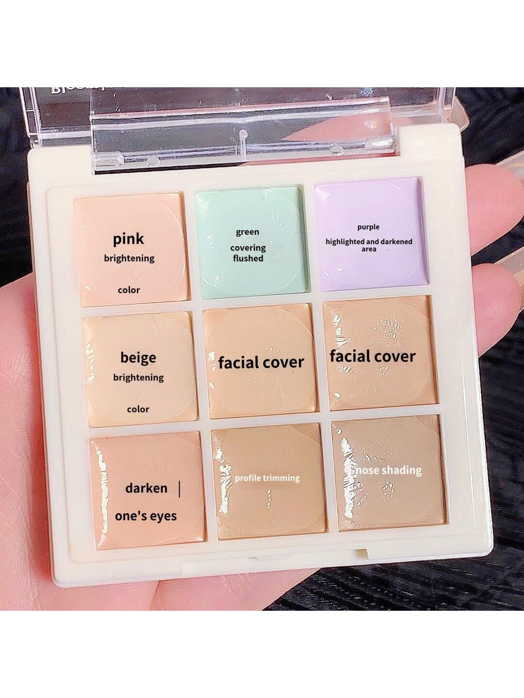 SHEIN ErshiQi 9 Color Concealer Makeup Palette, Dark Border