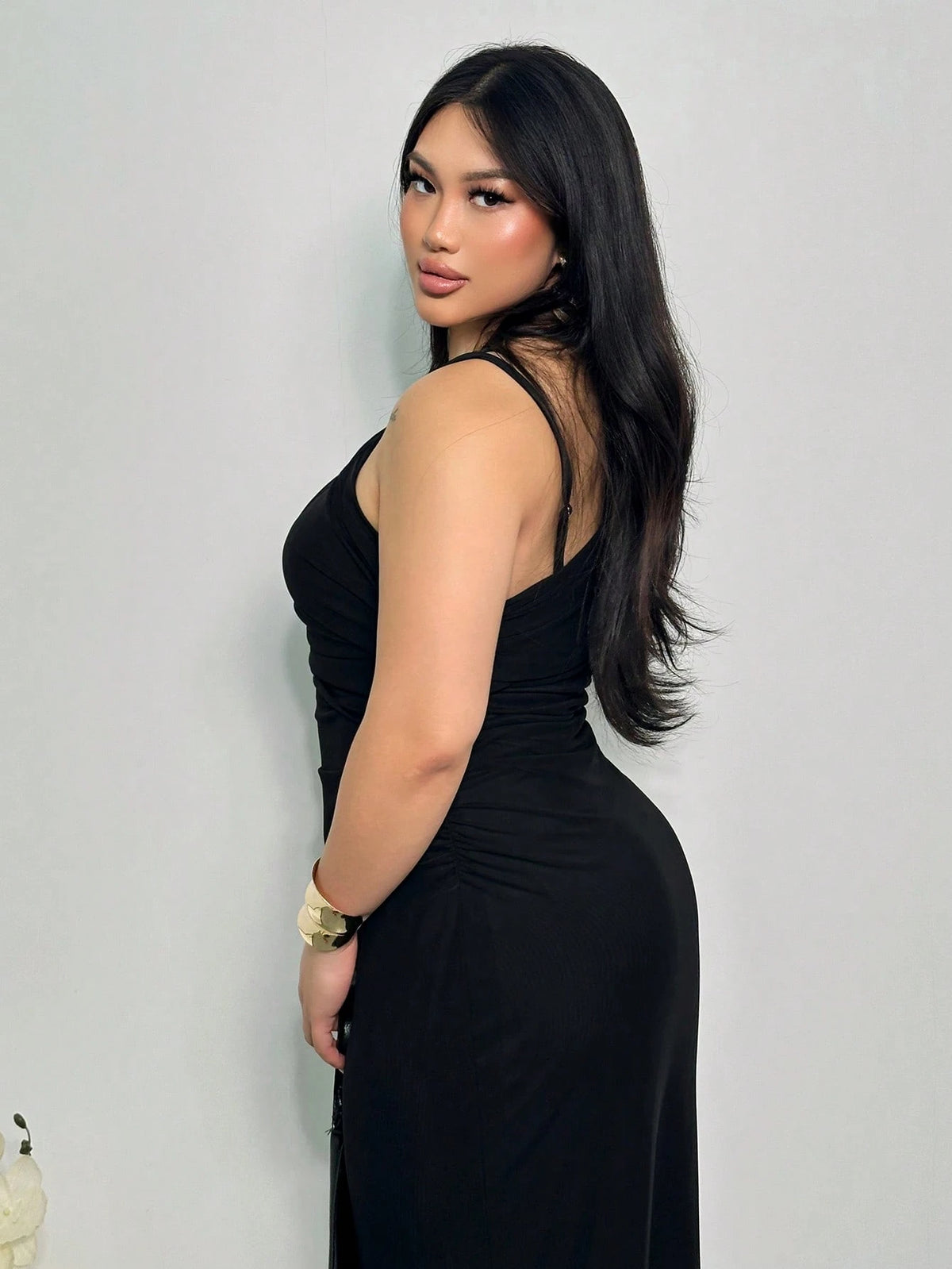 SHEIN Firerie Plus Size Elegant Minimalist Refined Romantic Bodycon Slip Dress