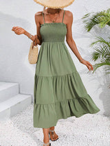 SHEIN Franclia Women's Shirred Ruffle Hem Cami Dress