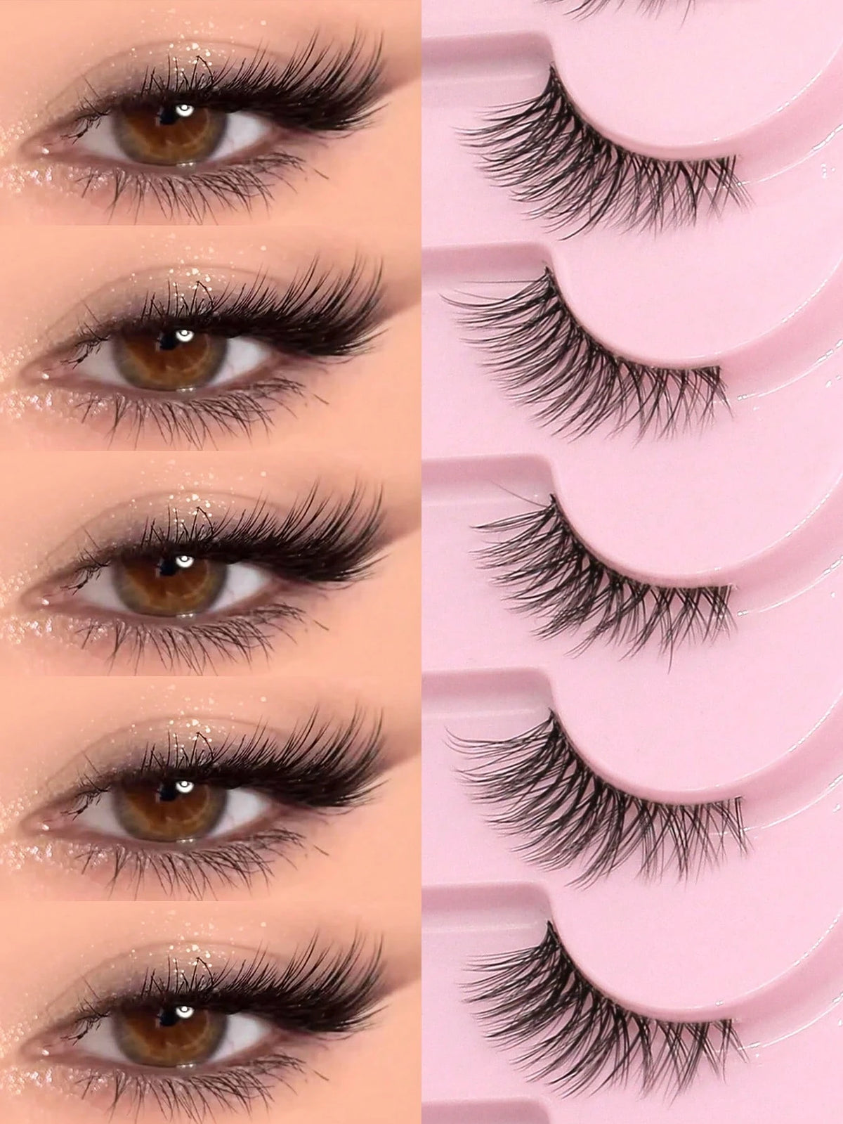 SHEIN GROINNEYA 9 Pairs Half Lashes Clear Band Eyelashes Cat Eye