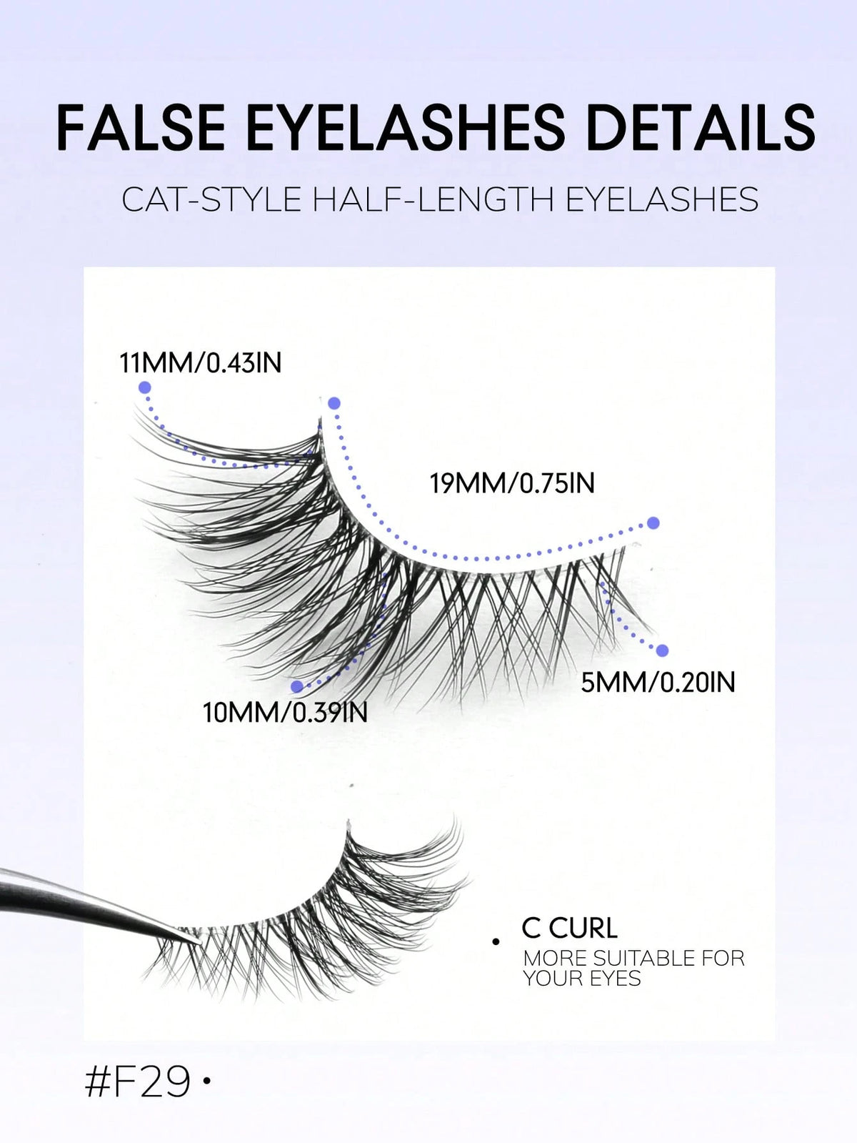 SHEIN GROINNEYA 9 Pairs Half Lashes Clear Band Eyelashes Cat Eye
