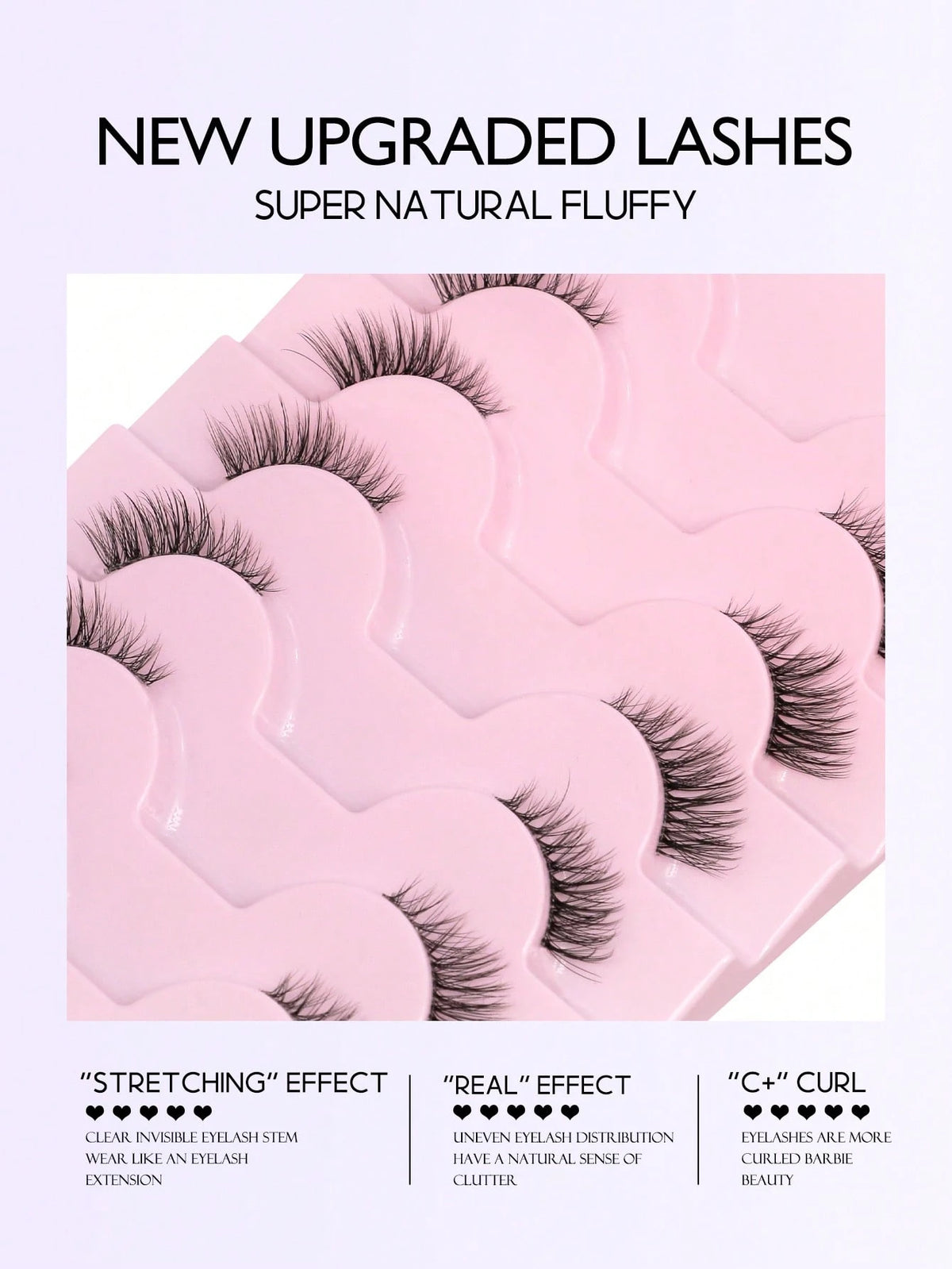 SHEIN GROINNEYA 9 Pairs Half Lashes Clear Band Eyelashes Cat Eye