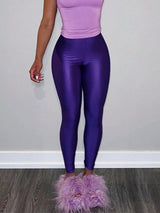 SHEIN High Elastic Waist Shiny Skinny Tights