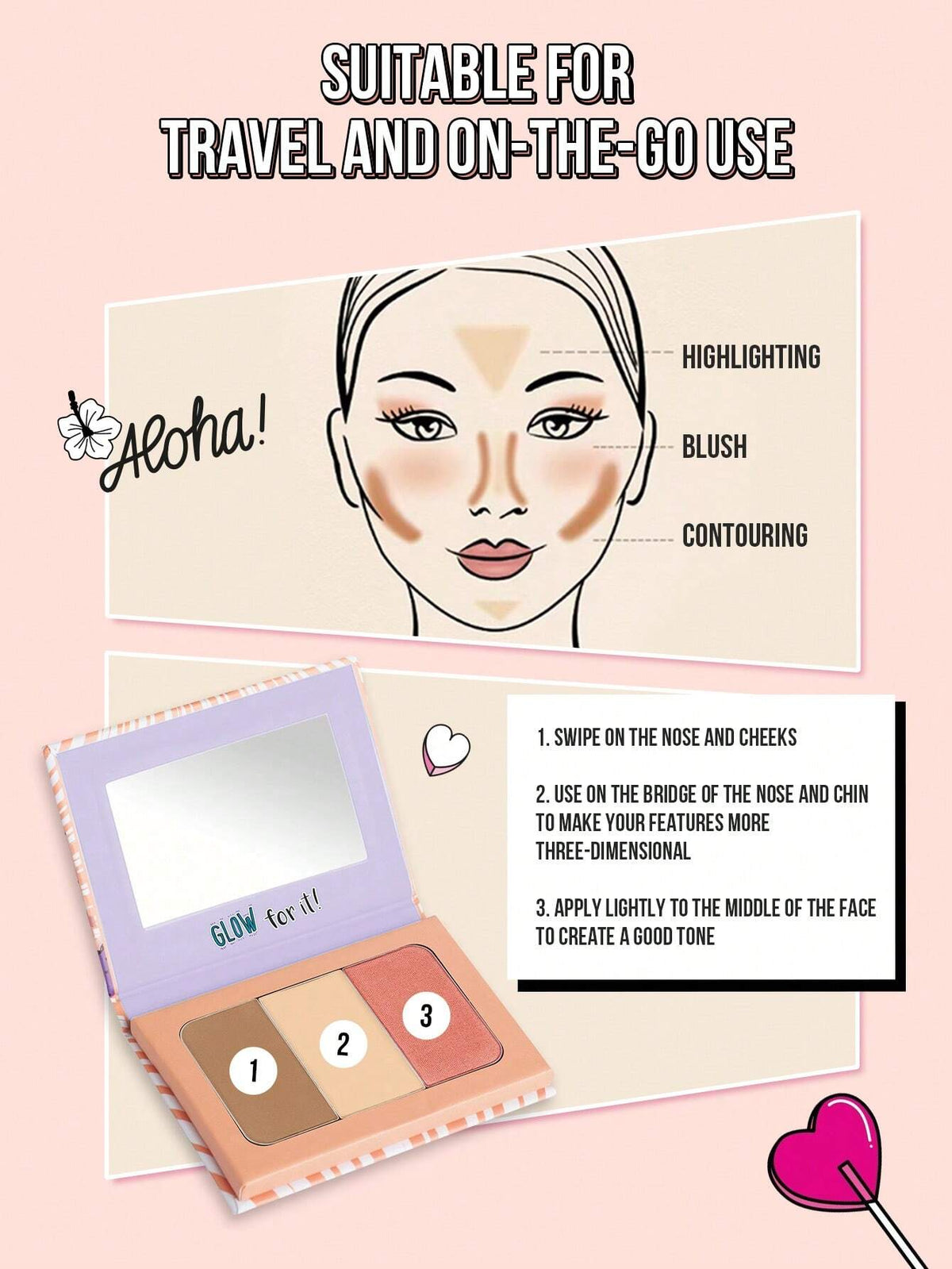 SHEIN Misslyn All-in-One Contouring Palette, Highlight, Blush, Smooth Blush