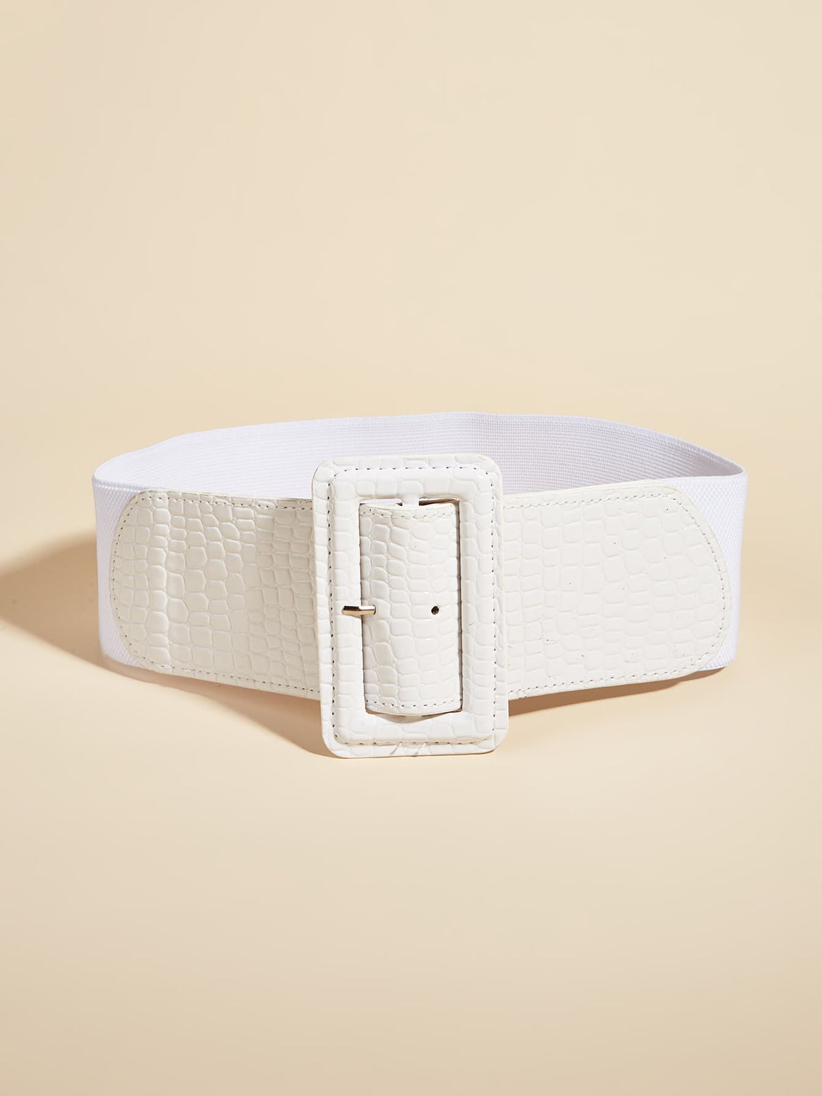 SHEIN Party Elegant Retro Crocodile Embossed Square Buckle Belt